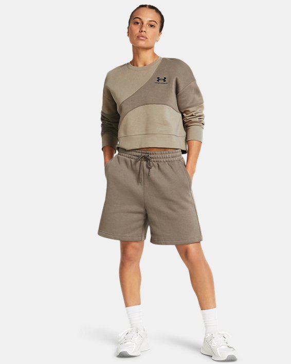 Women's UA Icon Fleece Boyfriend Shorts, Brown, pdpMainDesktop image number 2